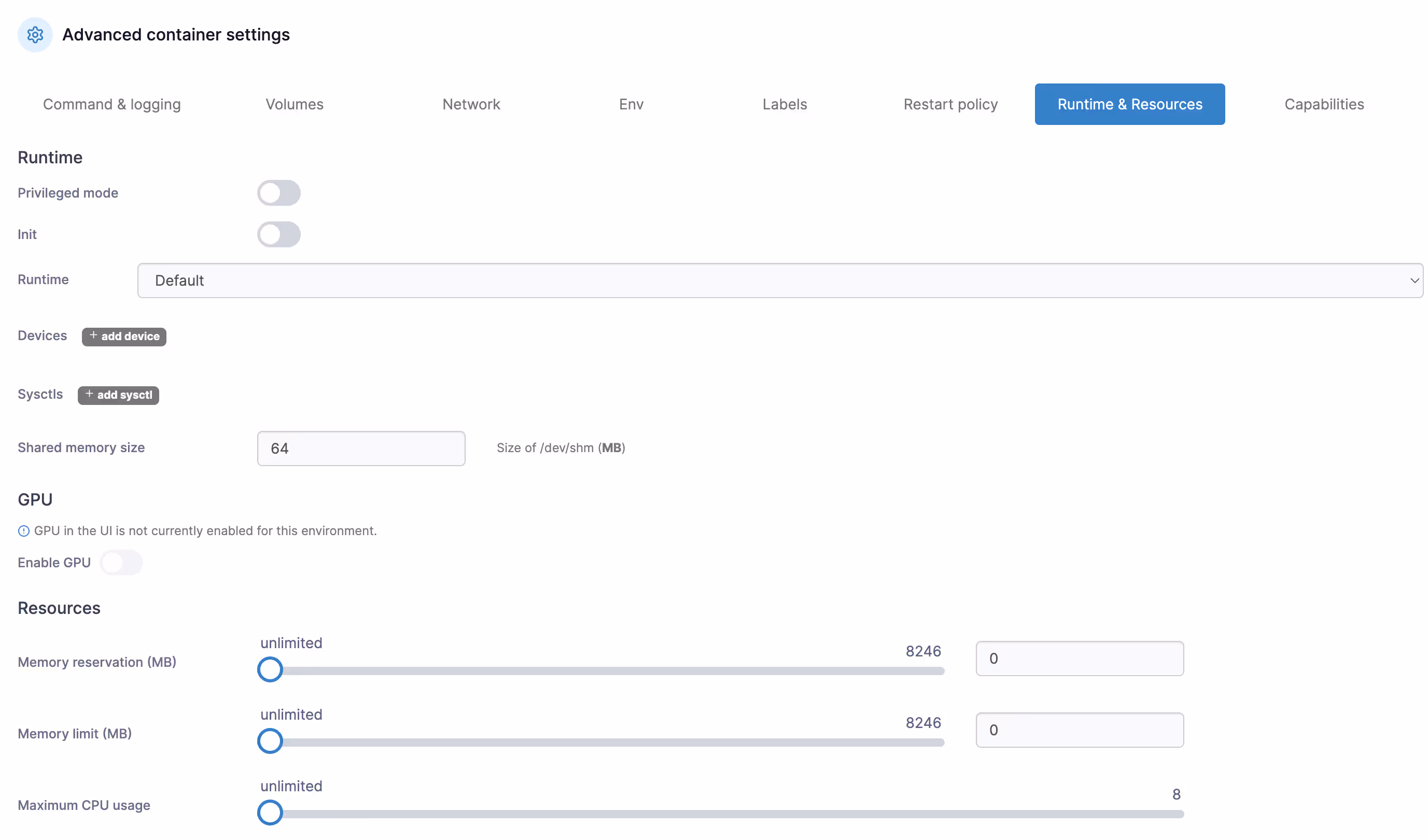 Docker Resource Reservations