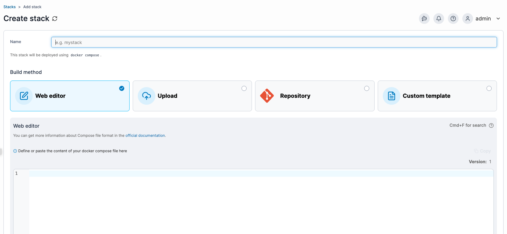 Portainer Stacks - number of ways to make Portainer read a docker-compose file
