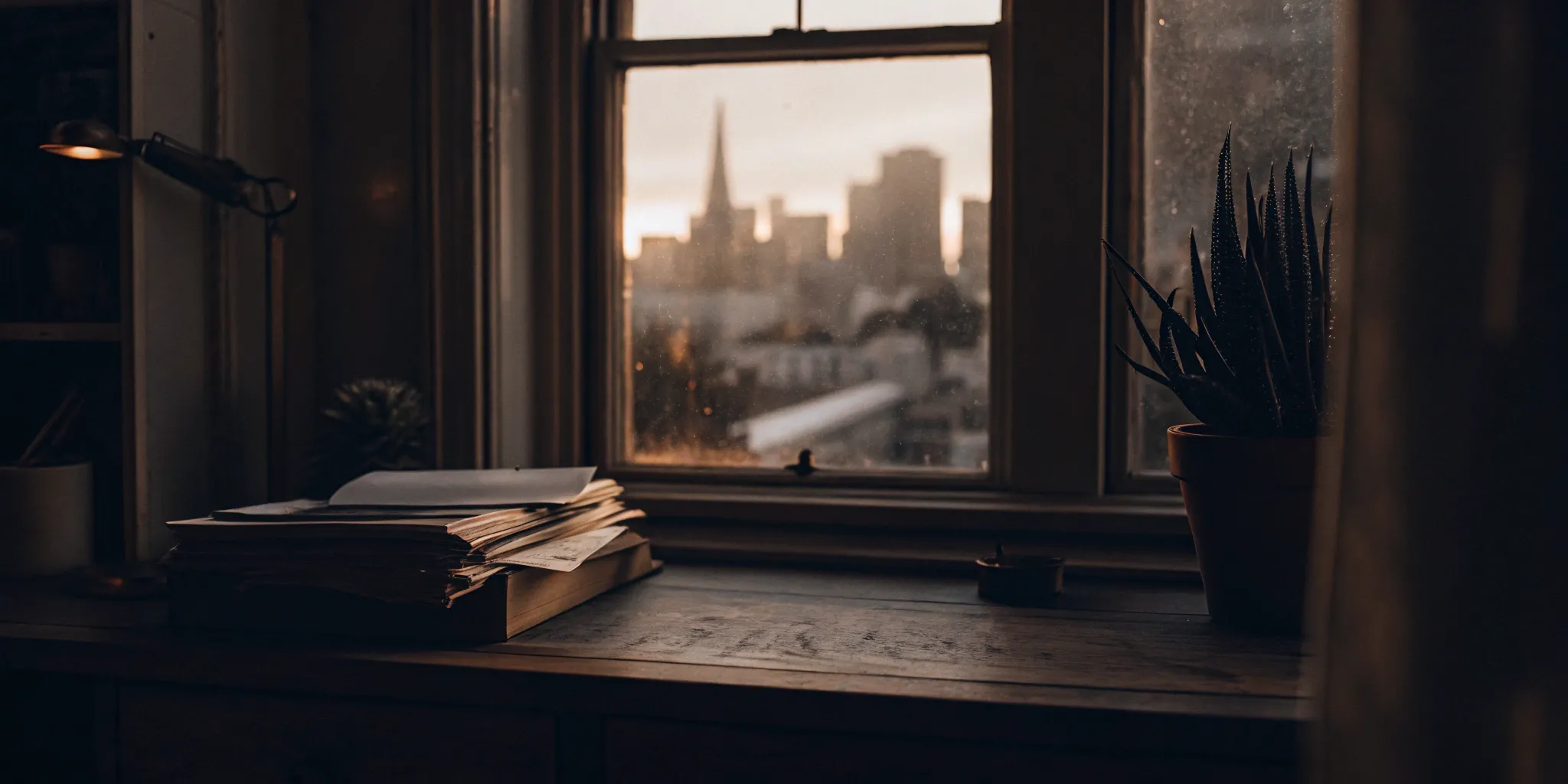 A small business owner's desk with workers compensation insurance paperwork.