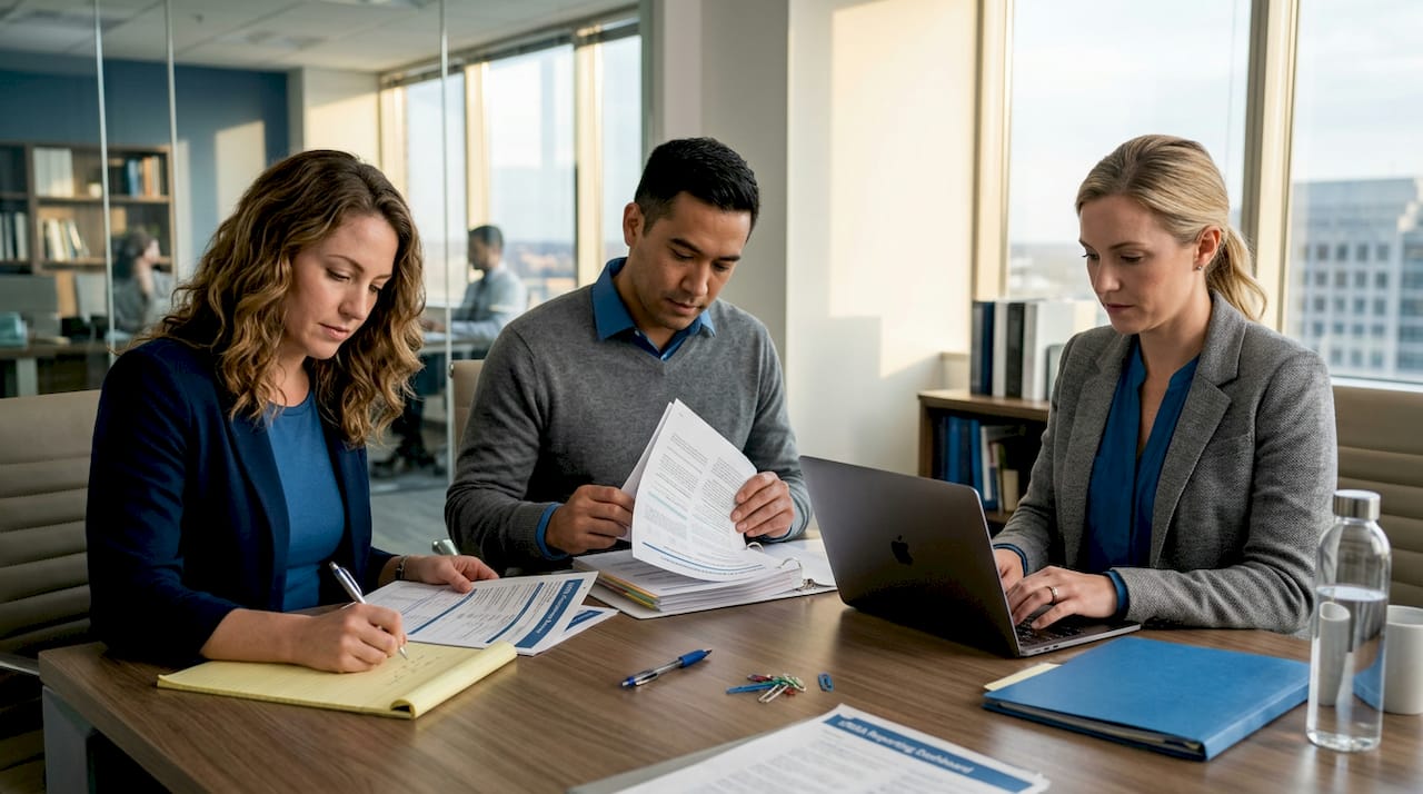 HR team reviewing ERISA documents together