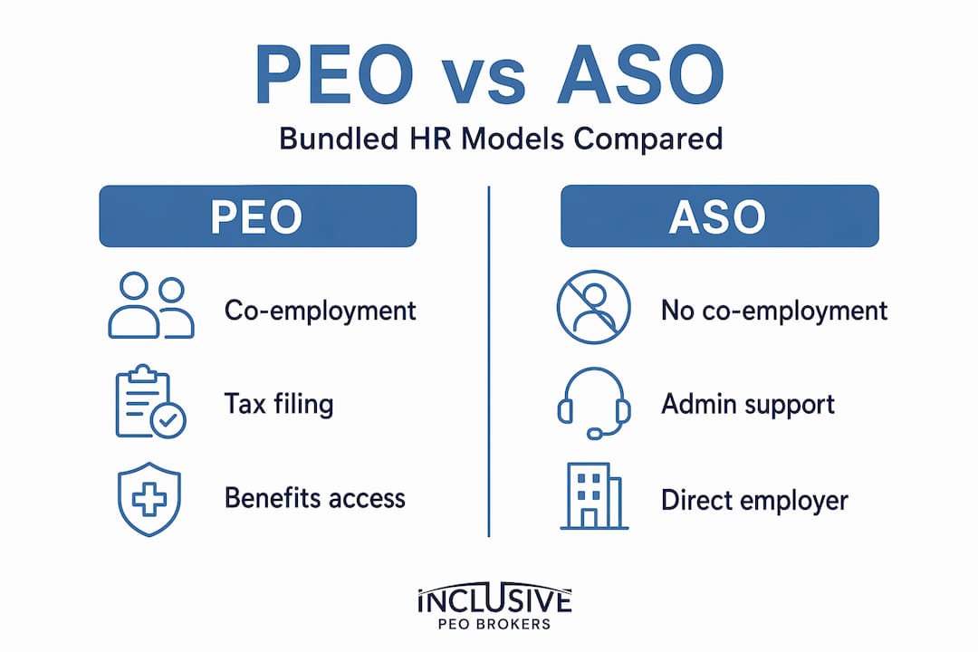 Infographic comparing PEO and ASO HR models
