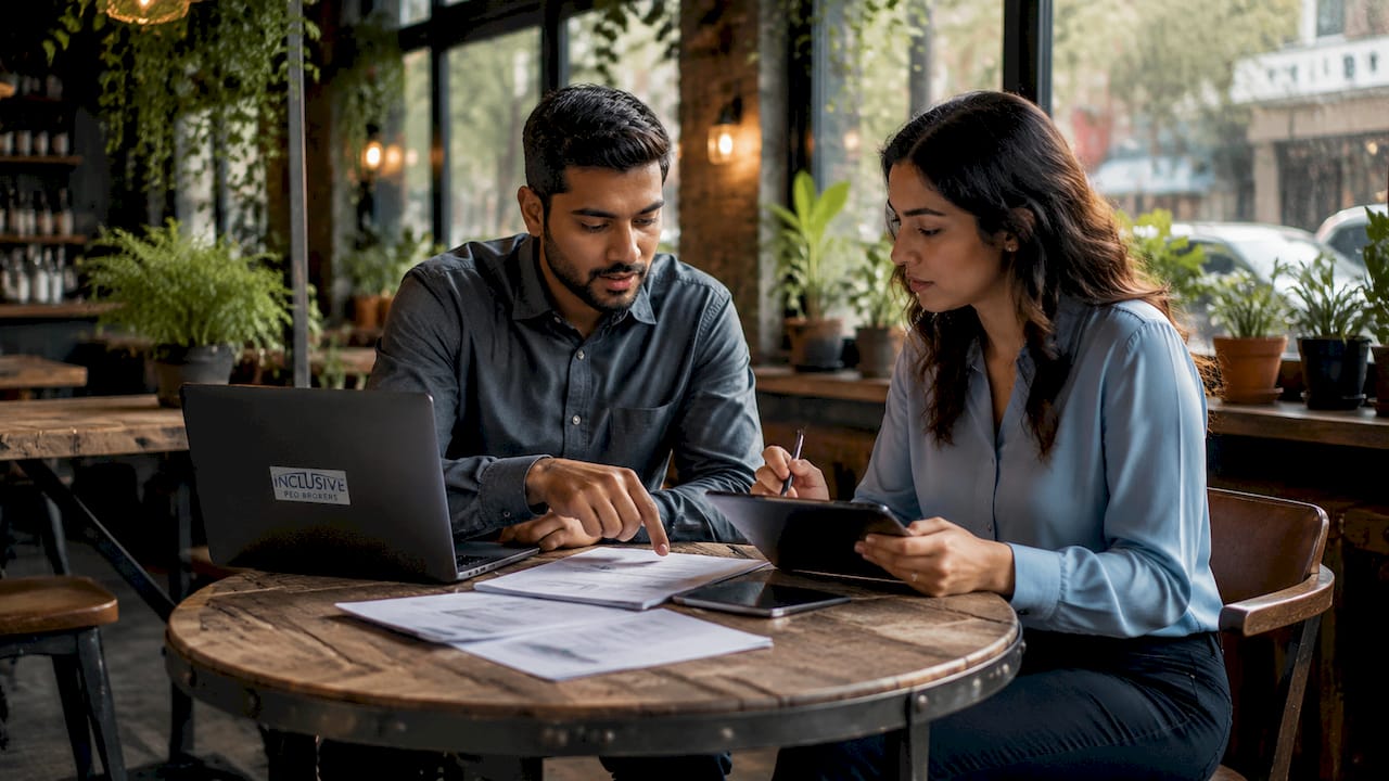 Two professionals discussing PEO pricing models