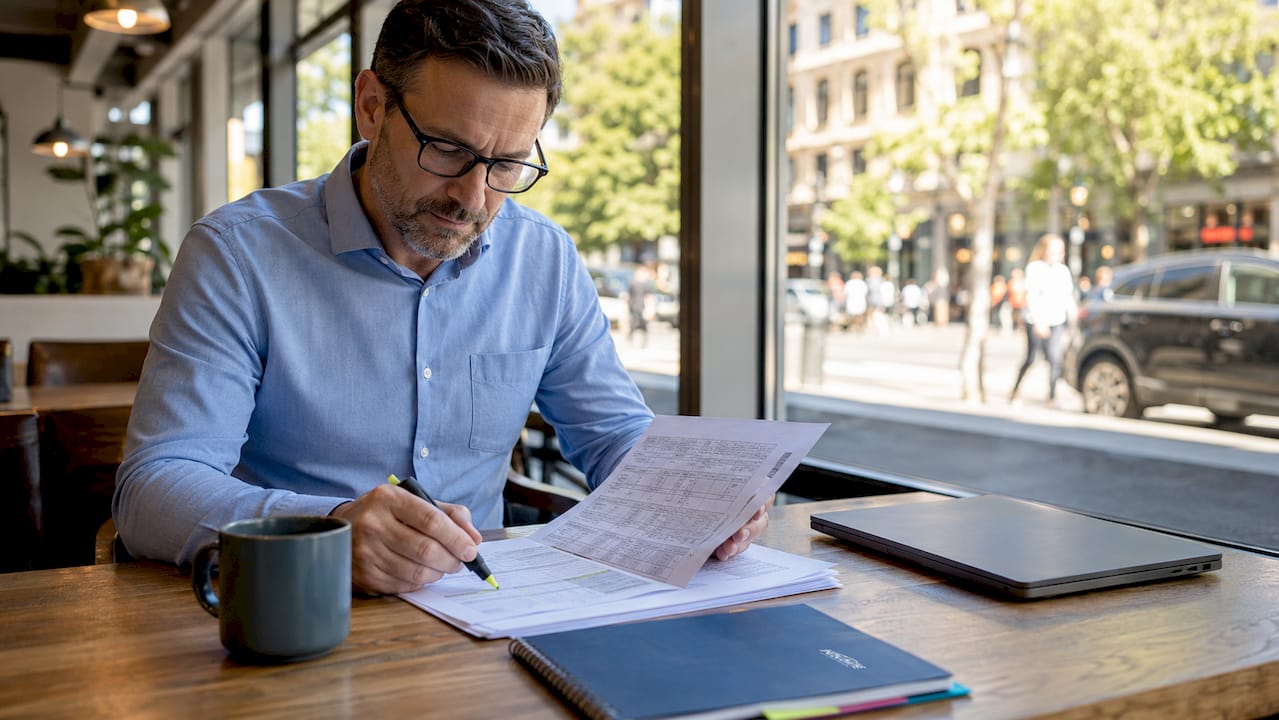 HR manager highlighting payroll and benefits contract
