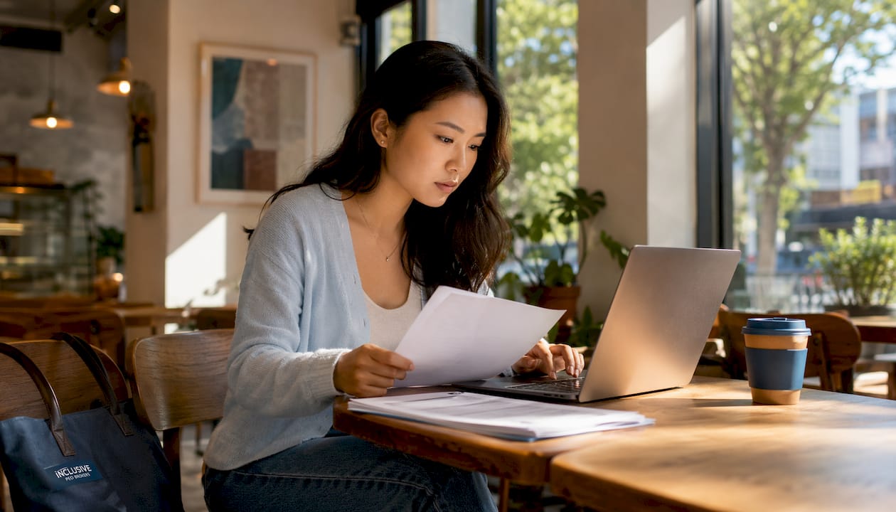 Compliance consultant reviewing vertical specialization documents
