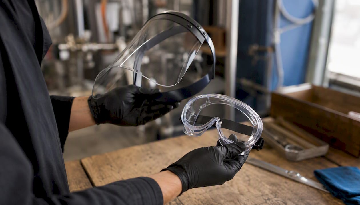 Hand holding cannabis extraction safety gear