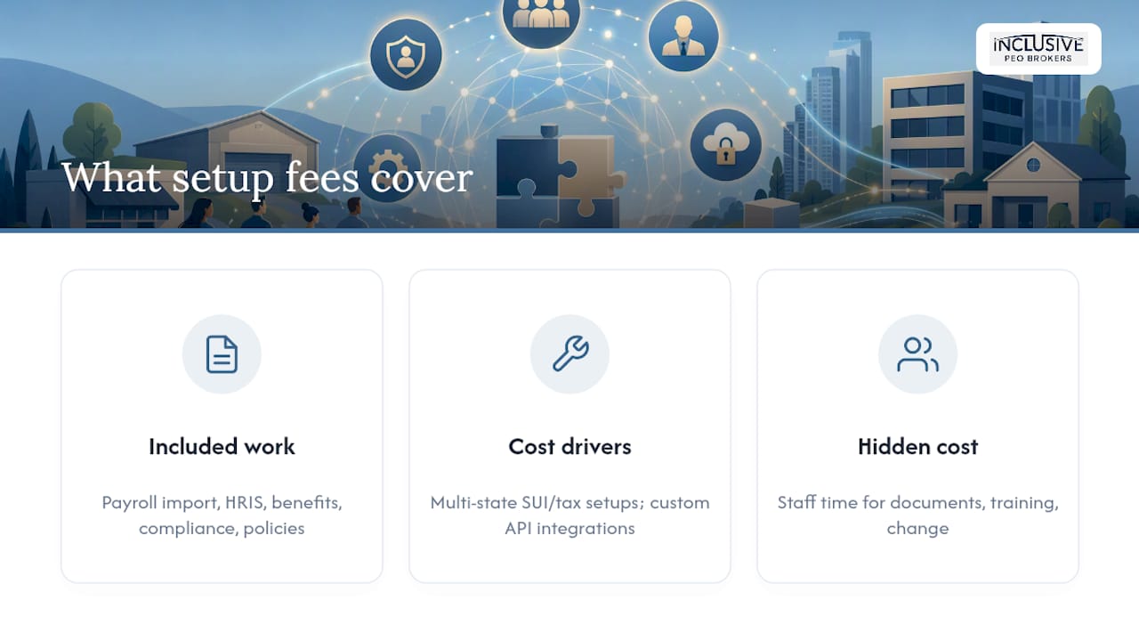 What PEO Onboarding Fees Actually Cover — overview diagram