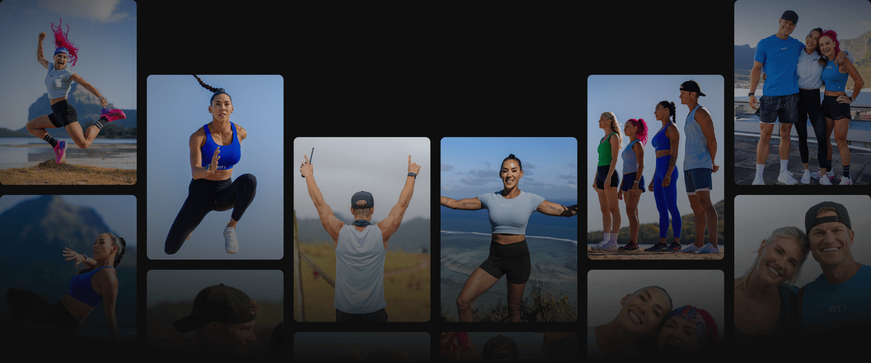 Grid of photos featuring iFIT trainers.