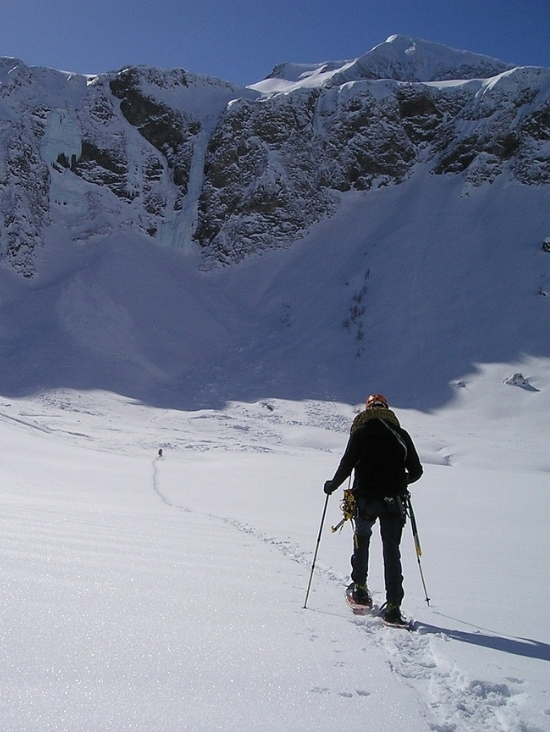 Winter snowshoe hike in Combloux, in the French Alps at the foot of Mont-Blanc.