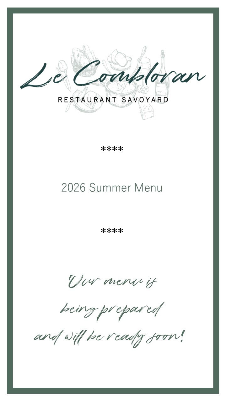 Menu of the Savoyard restaurant Le Combloran in Haute-Savoie, Les Roches du Mont Blanc