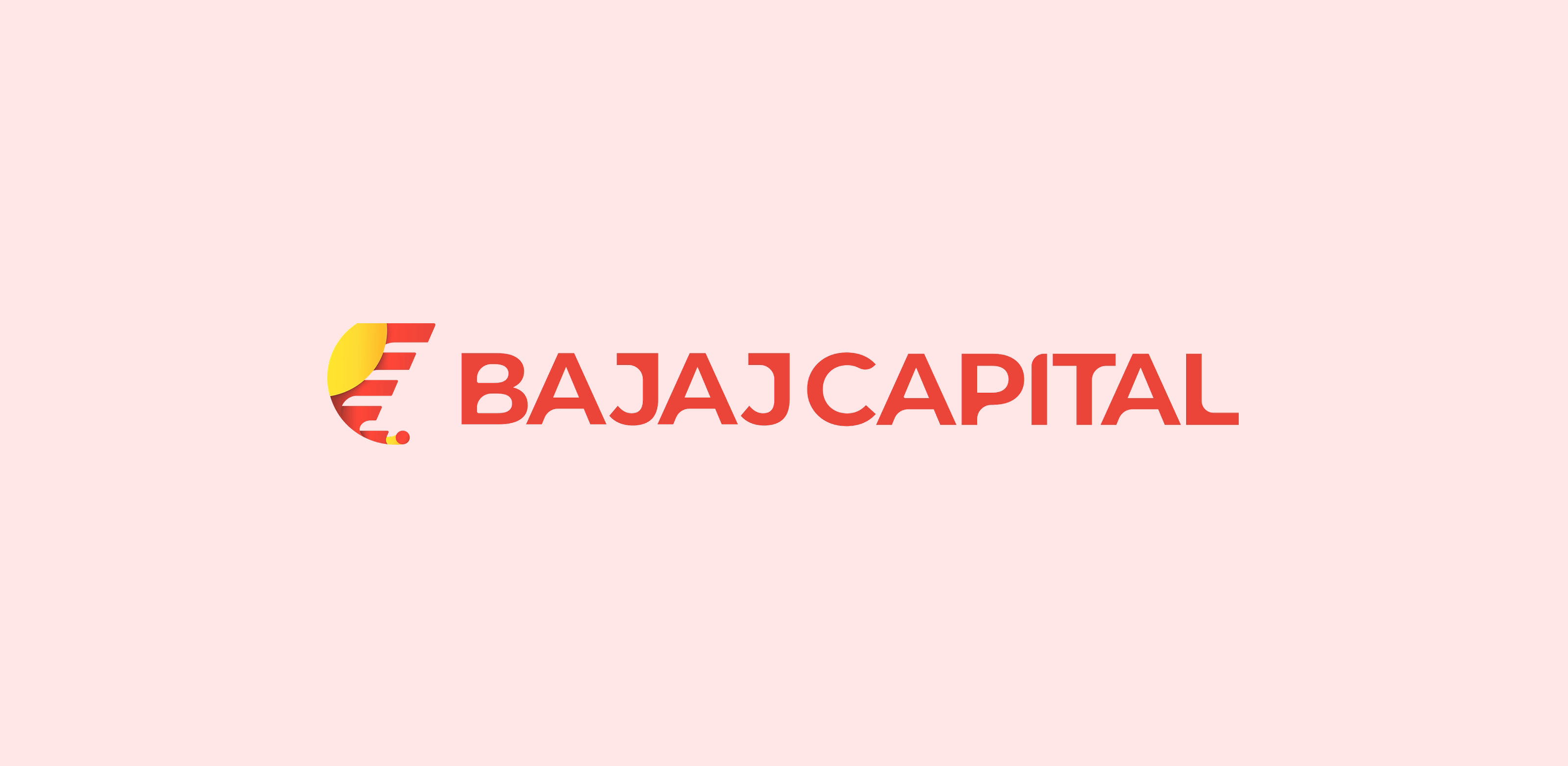 Bajaj Capital logo with stylized letter B and red text on a light pink background.