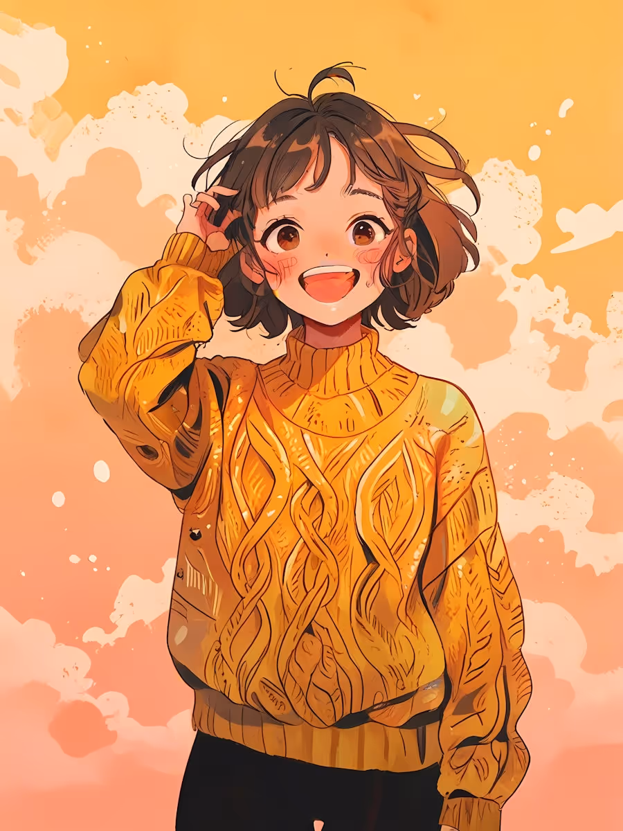  Cheerful Girl in Yellow Sweater
