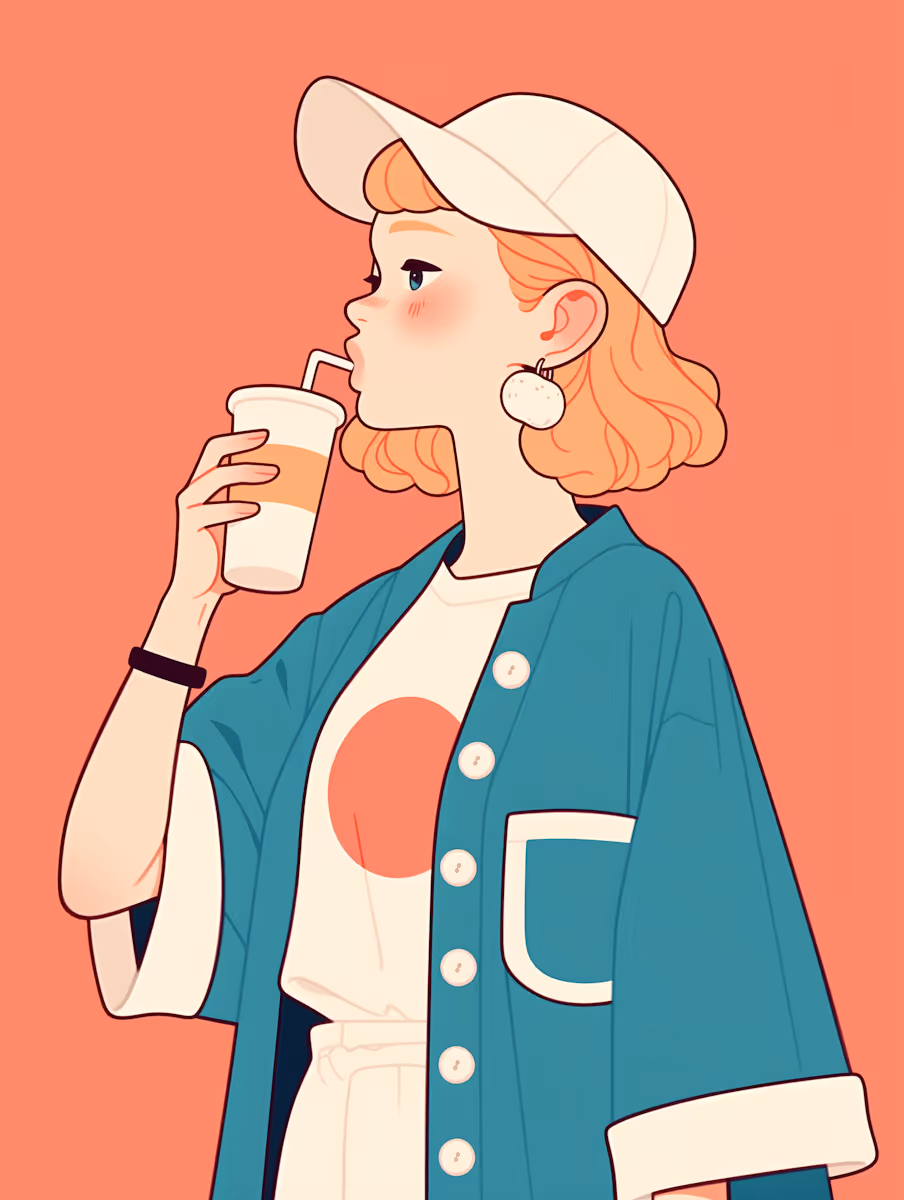 Young Person with Teal Jacket and White Cap