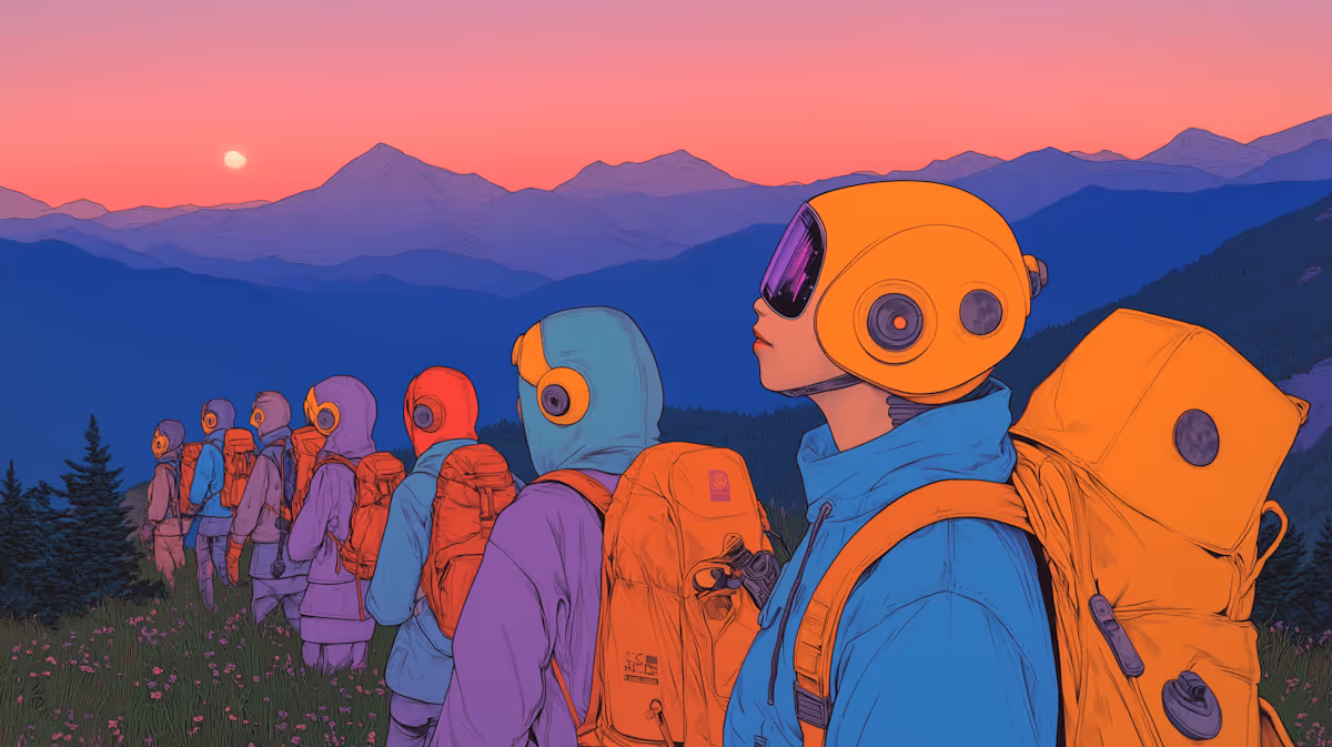 Futuristic Explorers at Sunrise