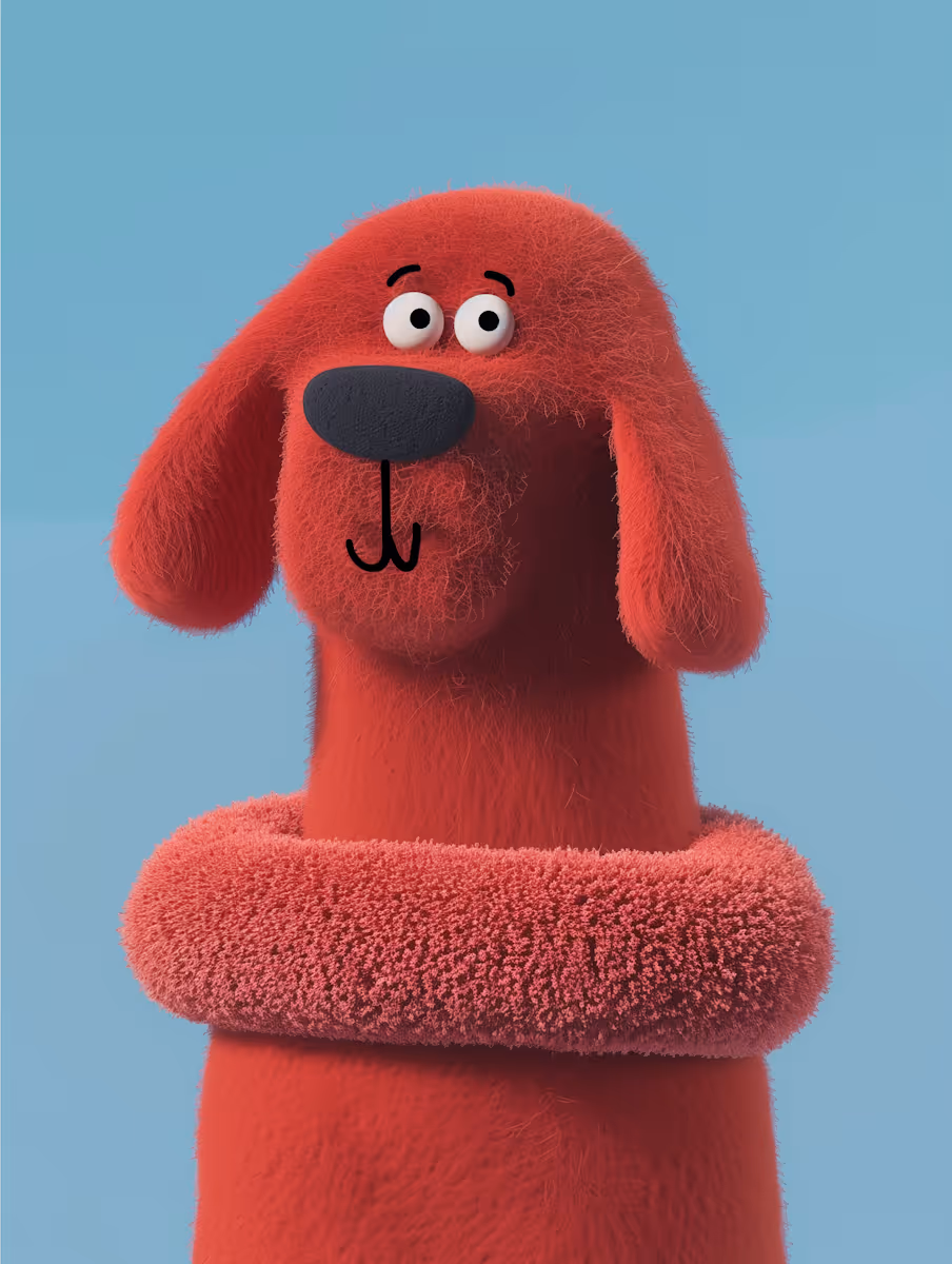  Red Cartoon Dog Hugging
