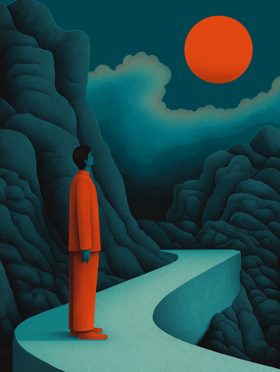  Solitary Figure in Surreal Landscape