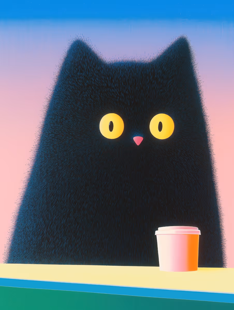 Whimsical Black Cat Art
