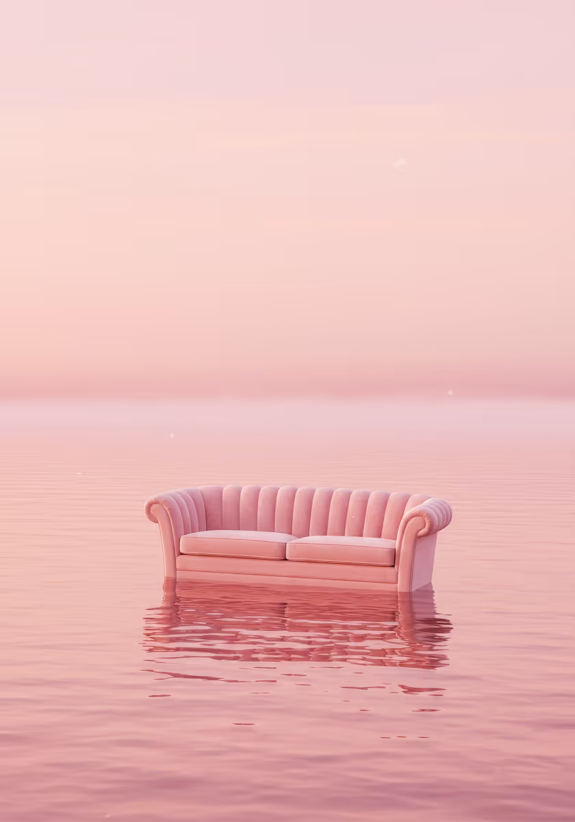 Surreal Pink Sofa Scene