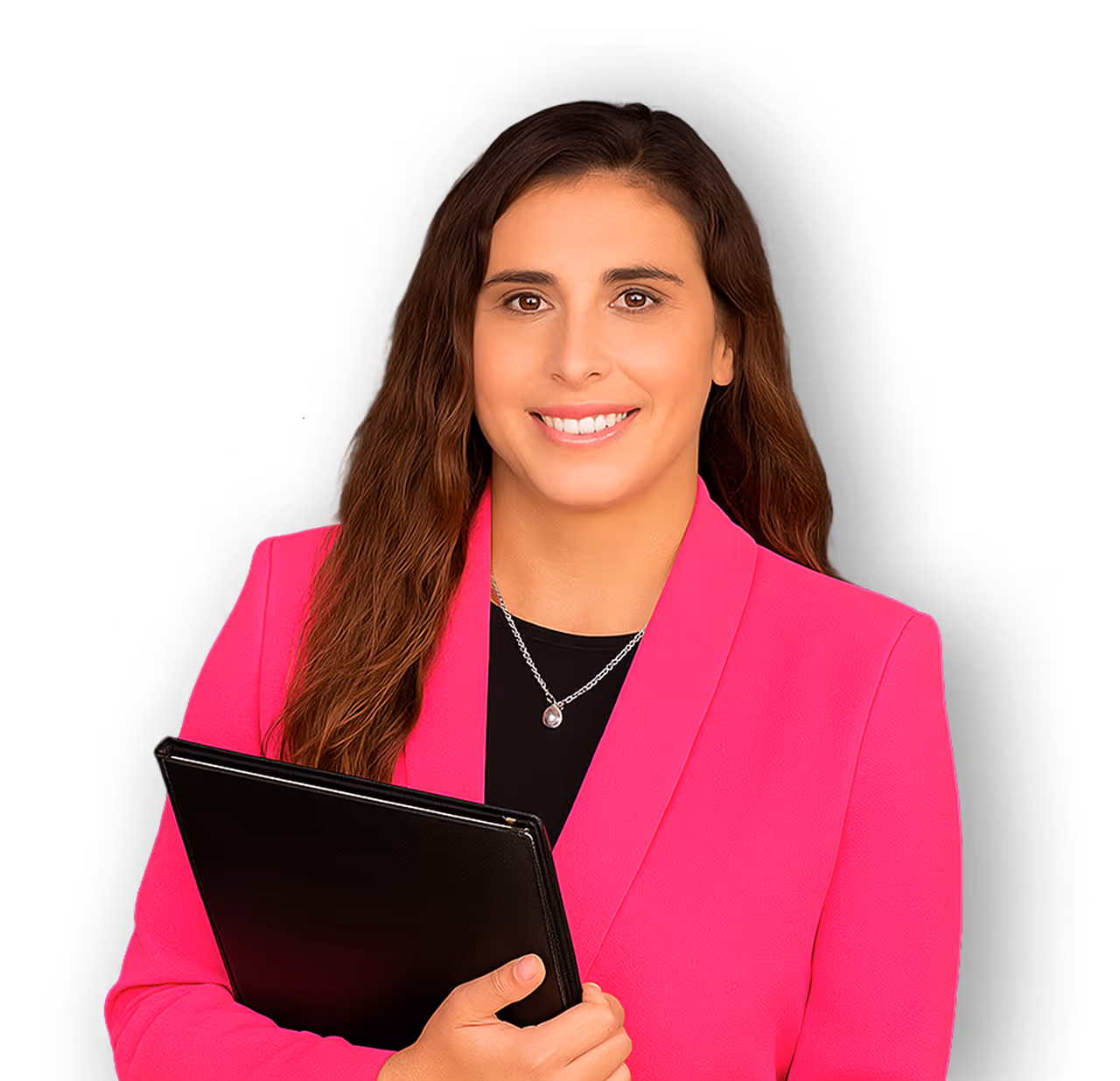 Portrait of Jessica Abdollahi wearing a pink blazer, experienced Sacramento family law attorney.