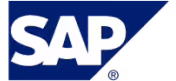 SAP corporate logo with white letters on blue diagonal background