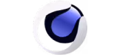Blue and white spherical drop-like logo with glossy three-dimensional appearance