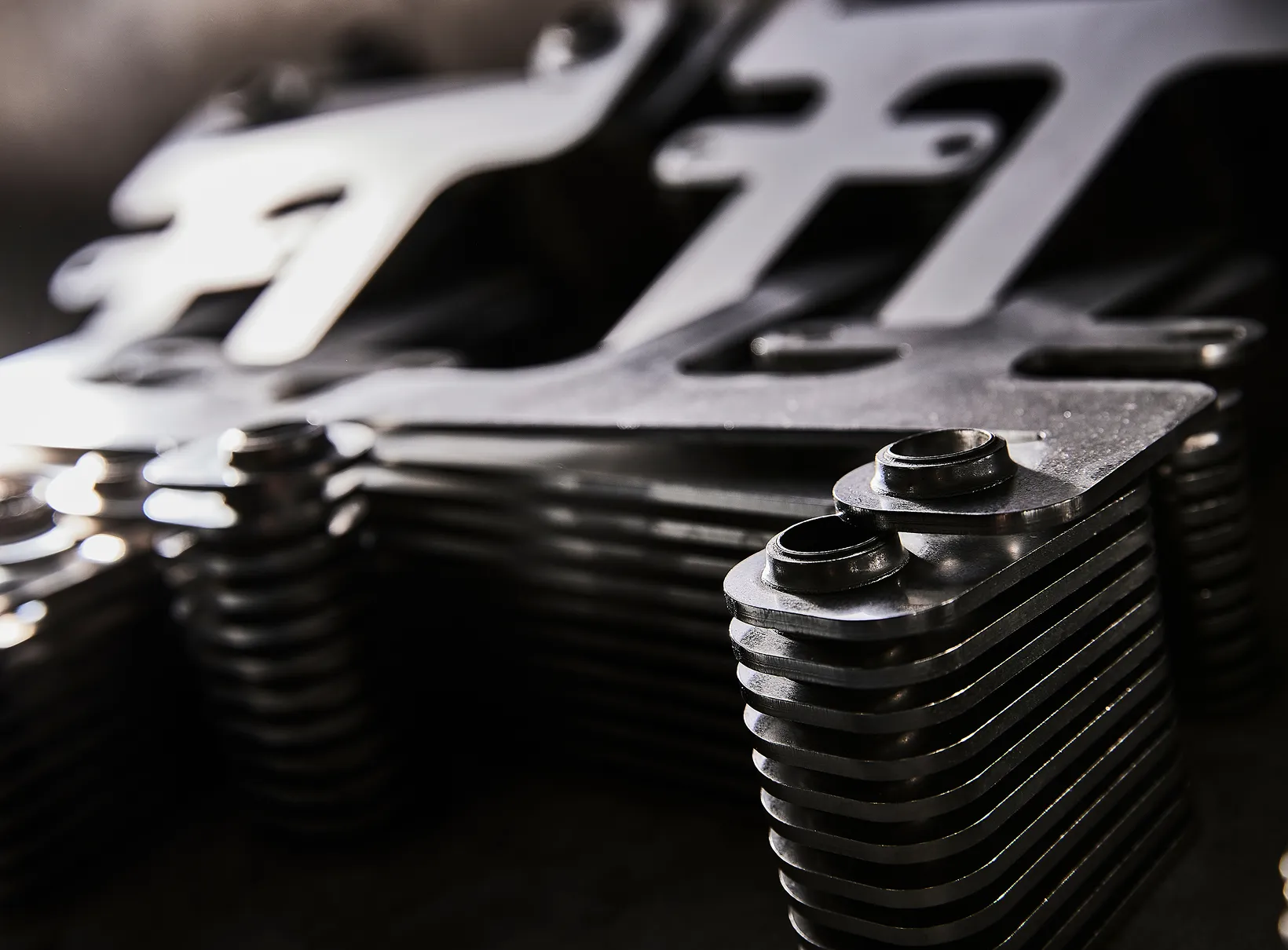 A close up of a number of metal objects.