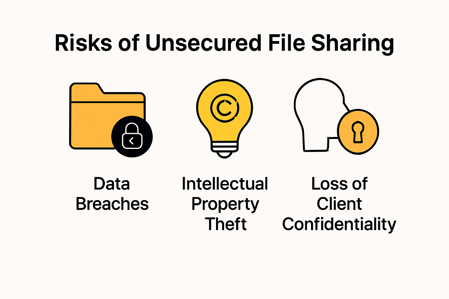 Infographic illustrating key risks of unsecured file sharing