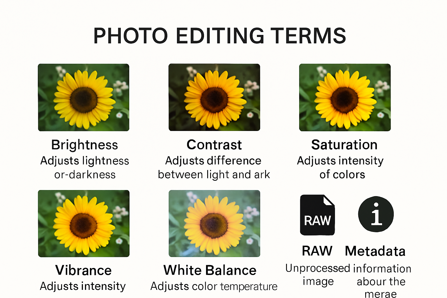 Infographic of fundamental photo editing terms and definitions