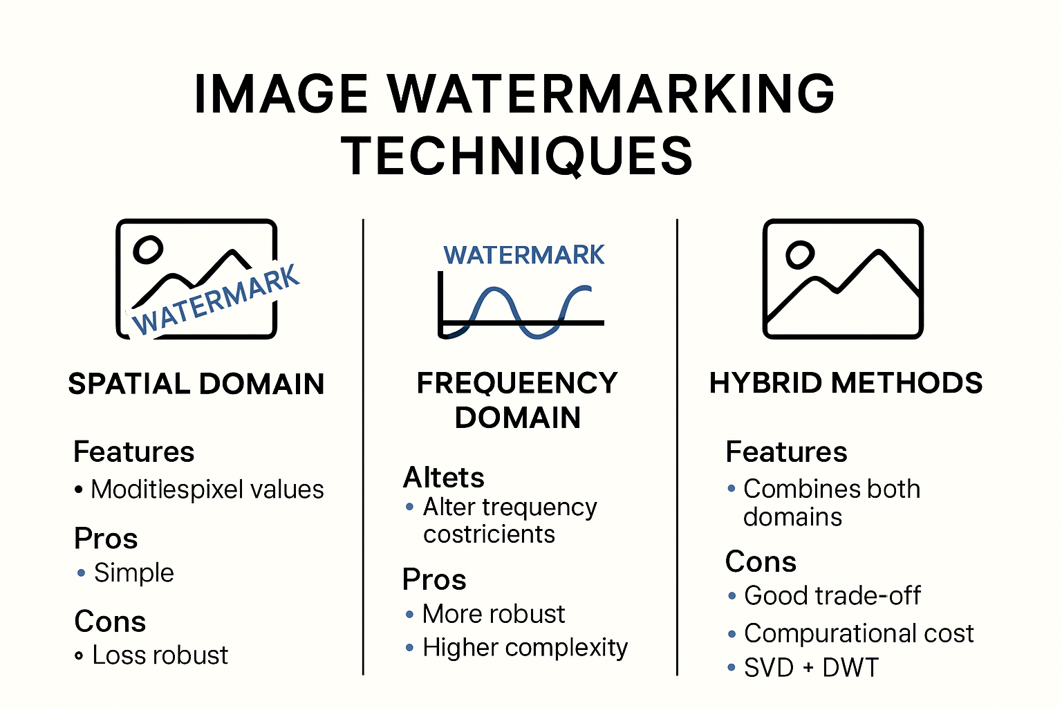 Comparison of common image watermarking techniques