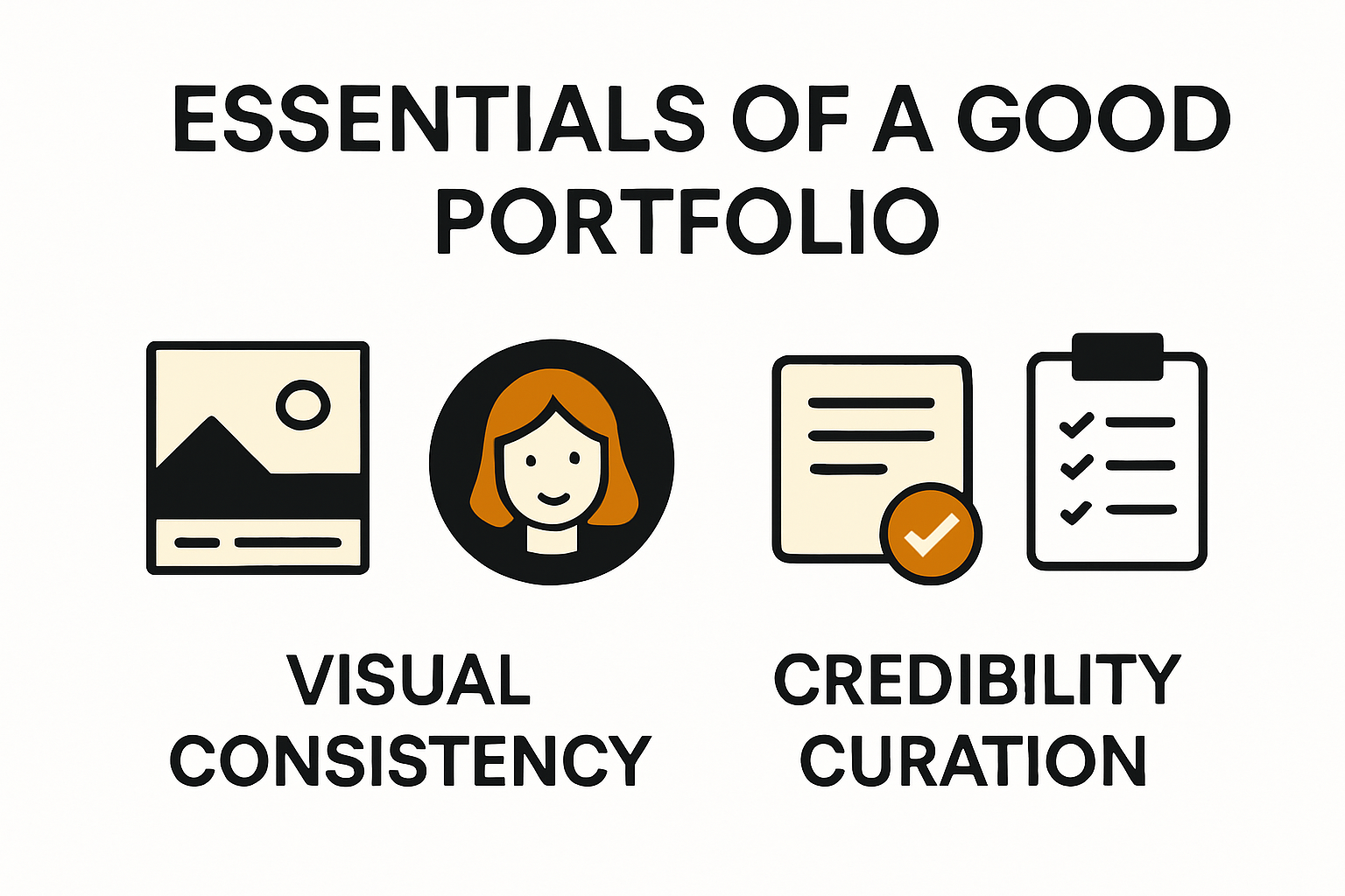 Infographic illustrating key elements of a good portfolio