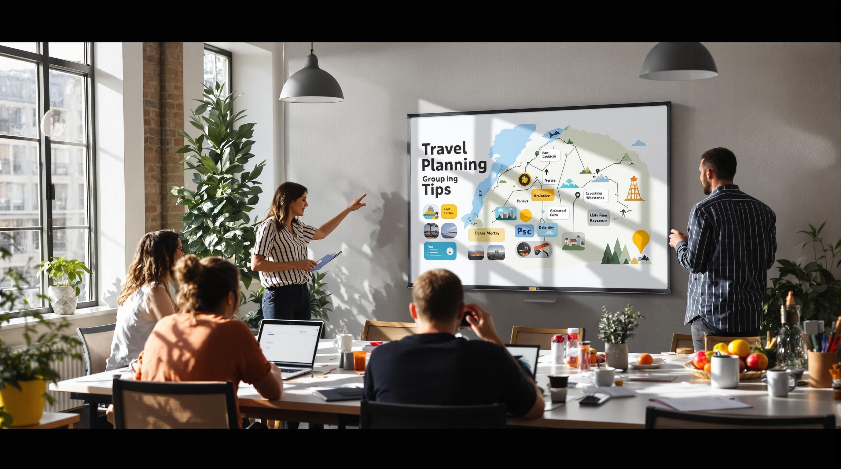 team travel planning creative workspace