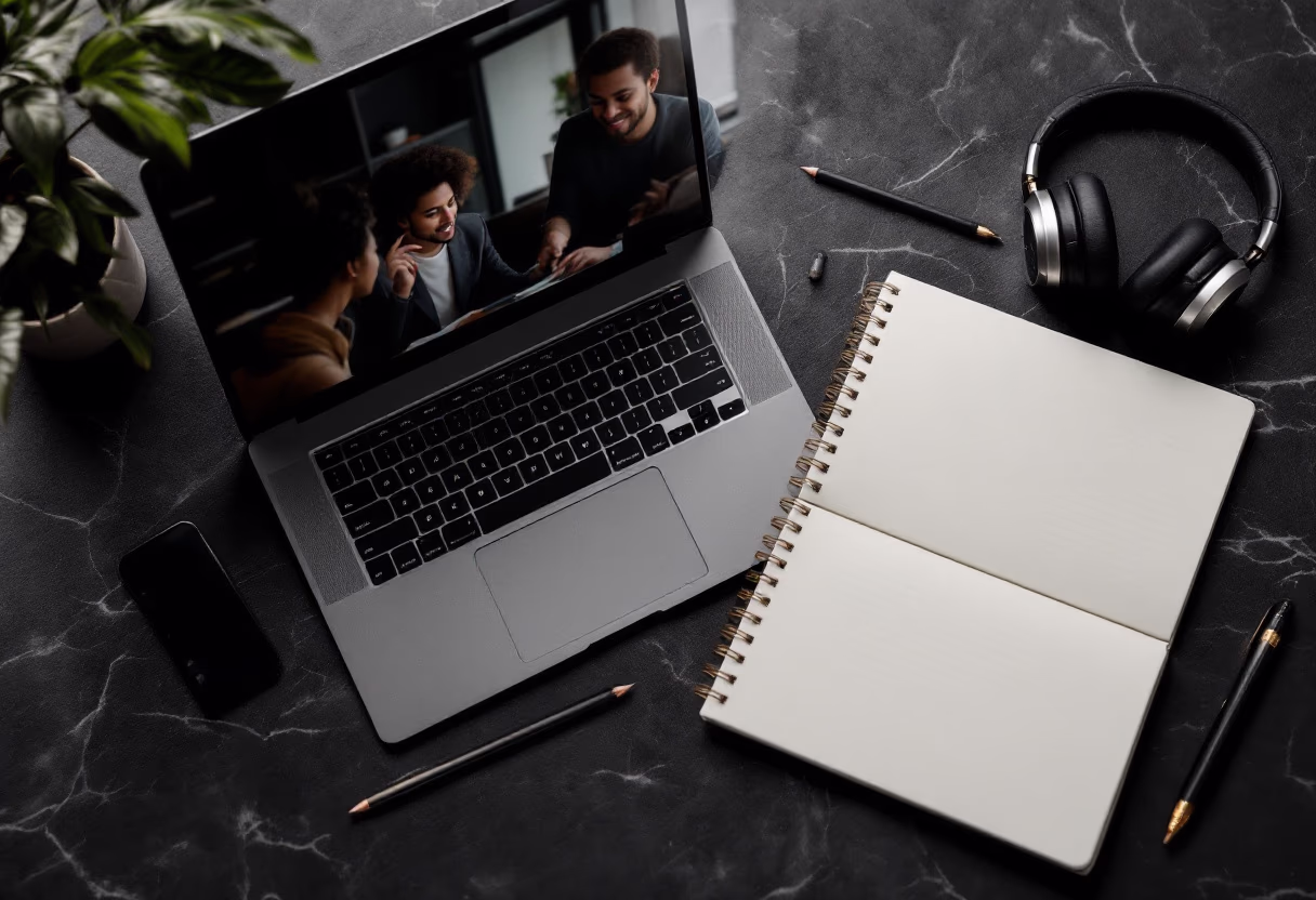 image of students attending an online class (for a edtech)
