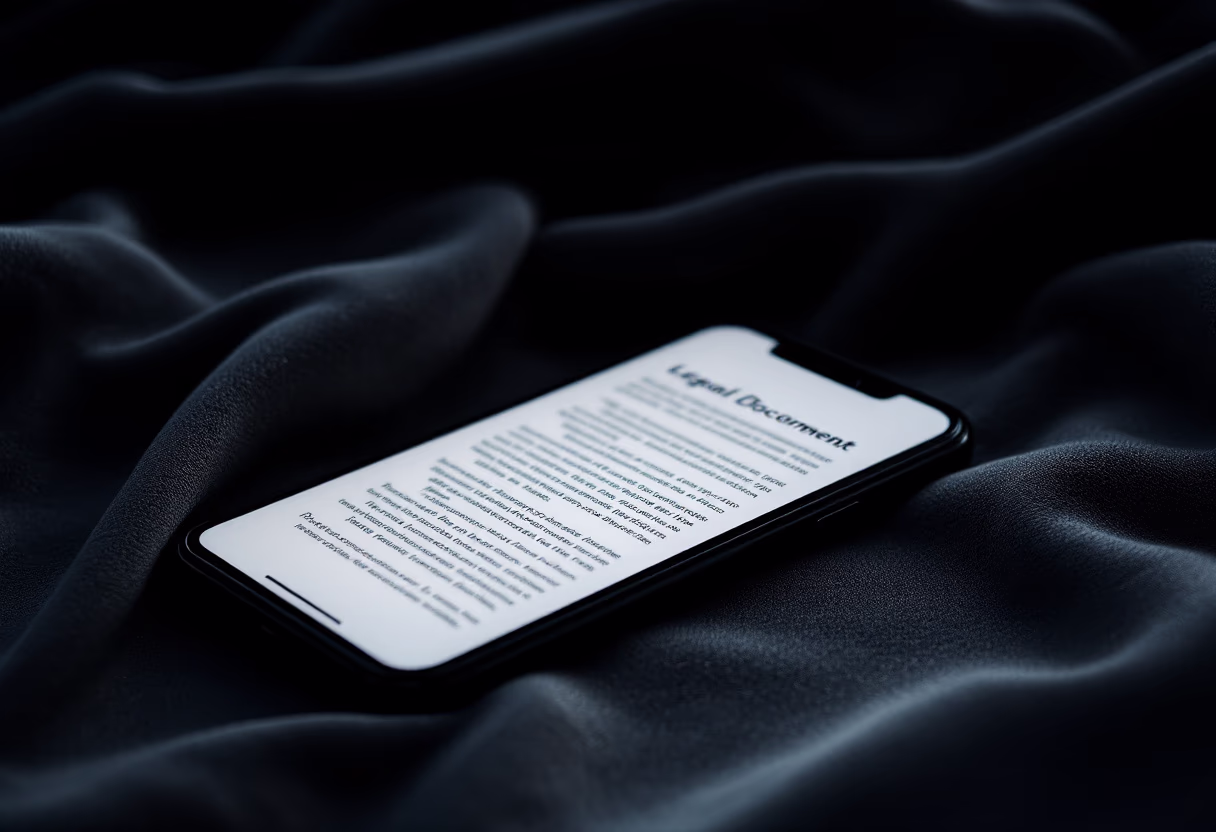 image of mobile device with legal article displayed (for a legal tech)
