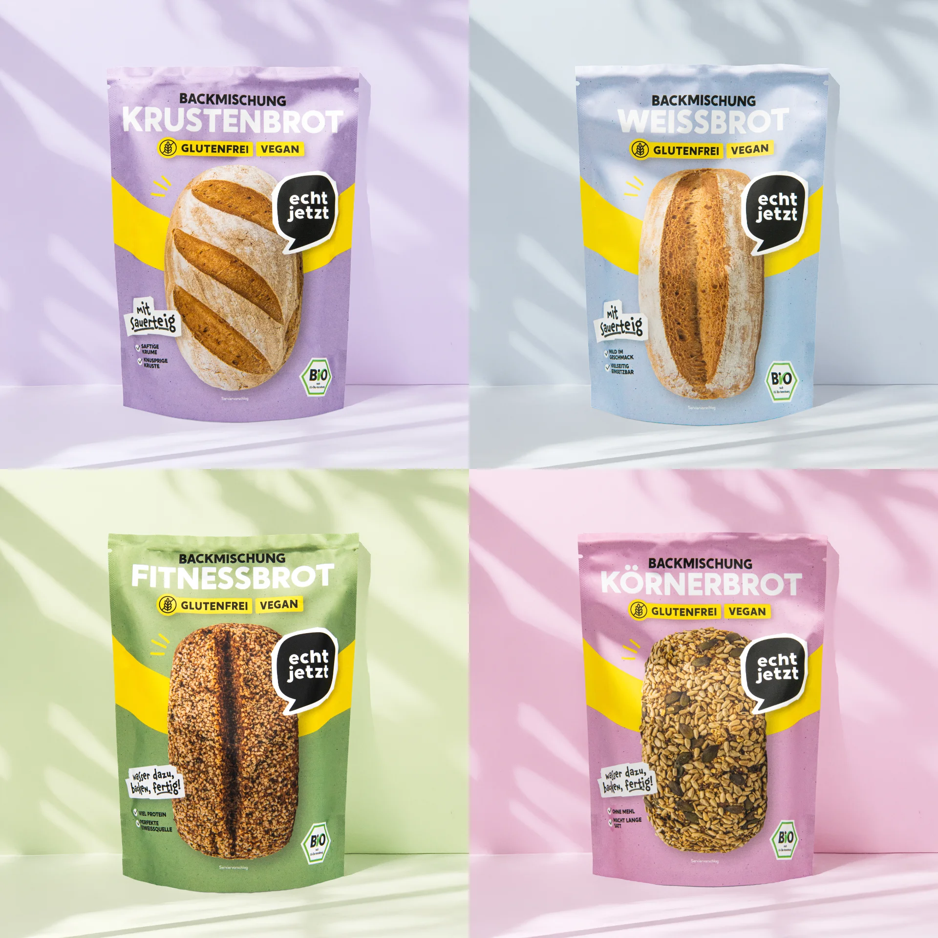 Packaging design for echt jetzt gluten-free bread and flour mixes — Studio ONOM.