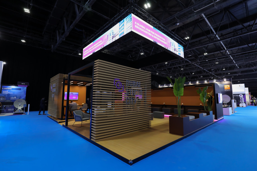 Evening view of Dubai Outsource City from afar Cabsat 2022