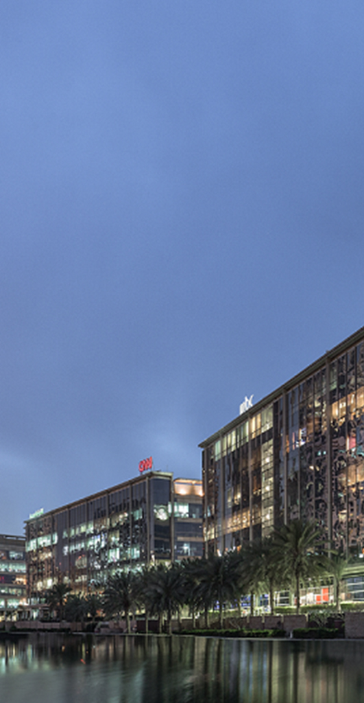 Evening view of Dubai Outsource City from afar Dubai Lynx and Dubai Media City bring the brightest minds and creative talent together