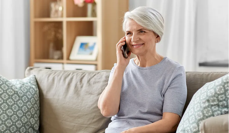 Older women happy on the phone