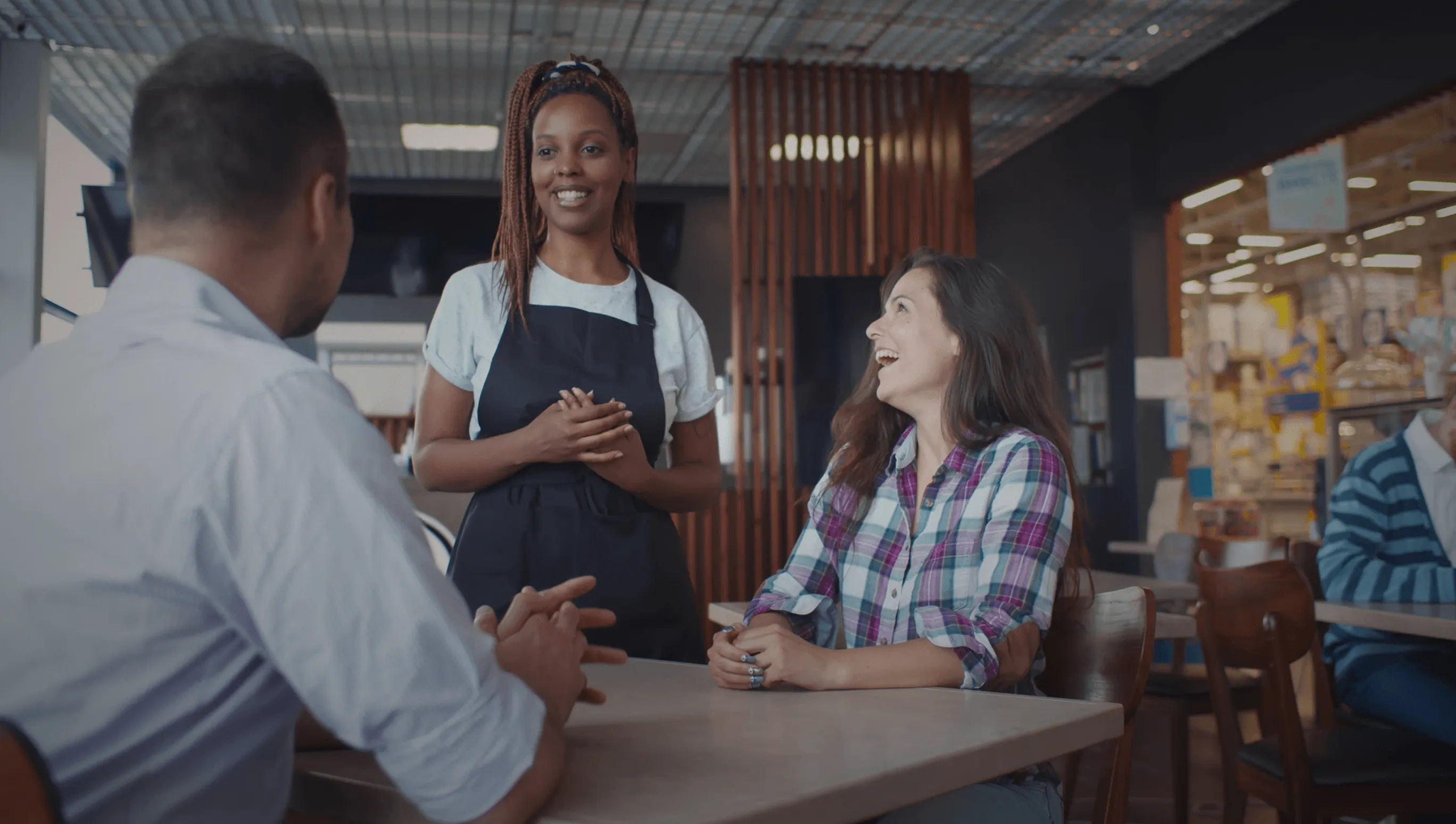 People being served in a reastaurant