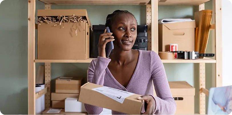 Man on the phone getting product info from AI agent
