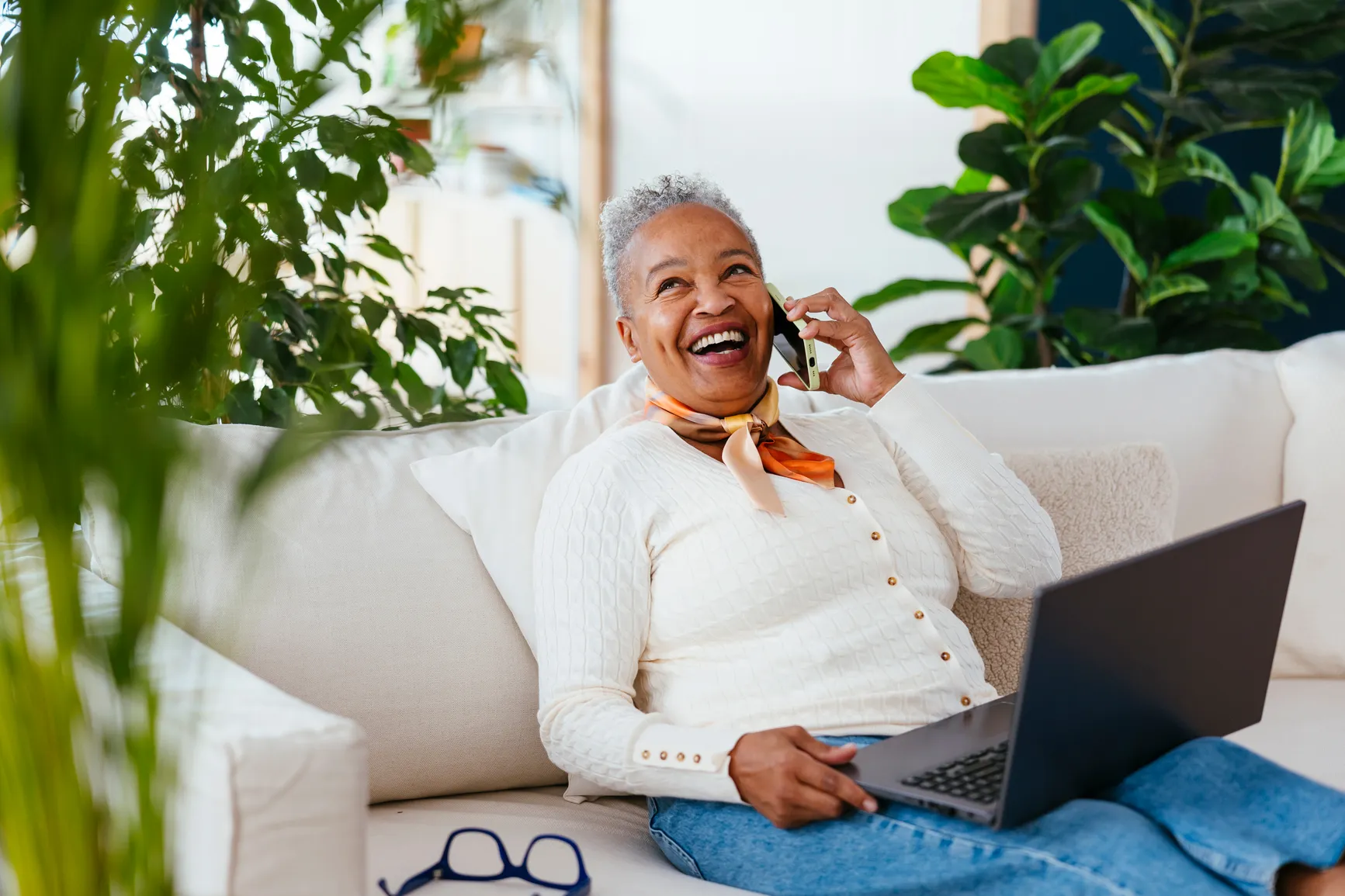 Man on the phone getting product info from AI agent