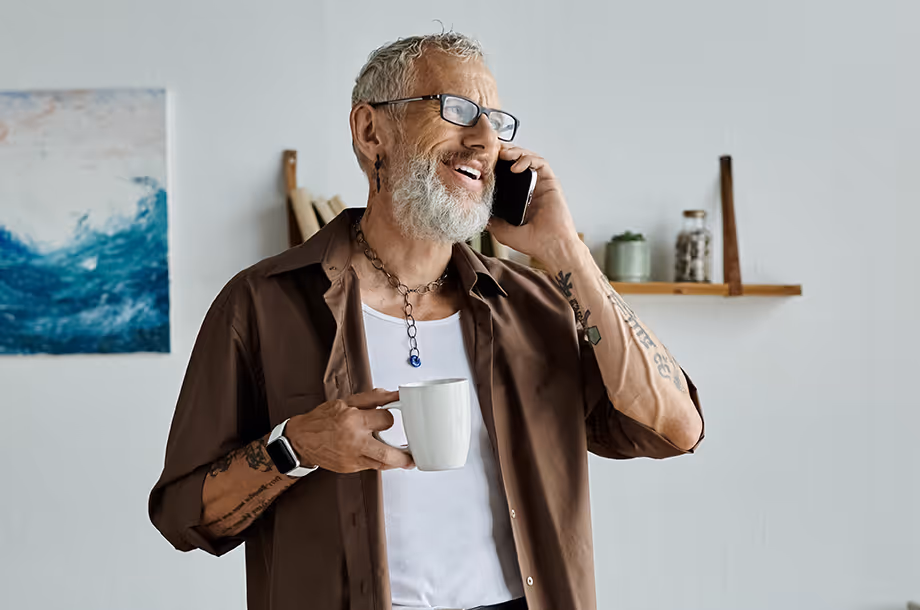 Man on the phone getting product info from AI agent