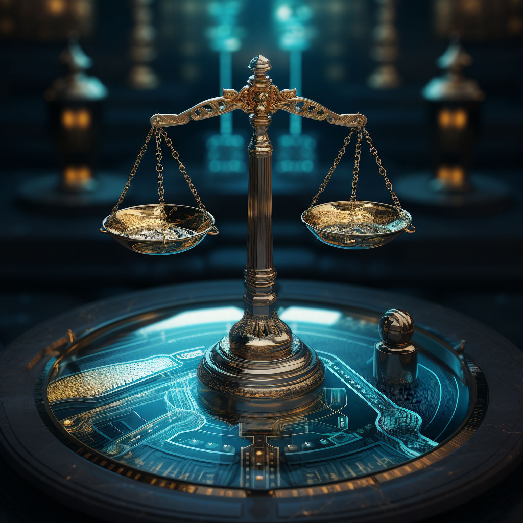 Photo générée par IA représentant une balance