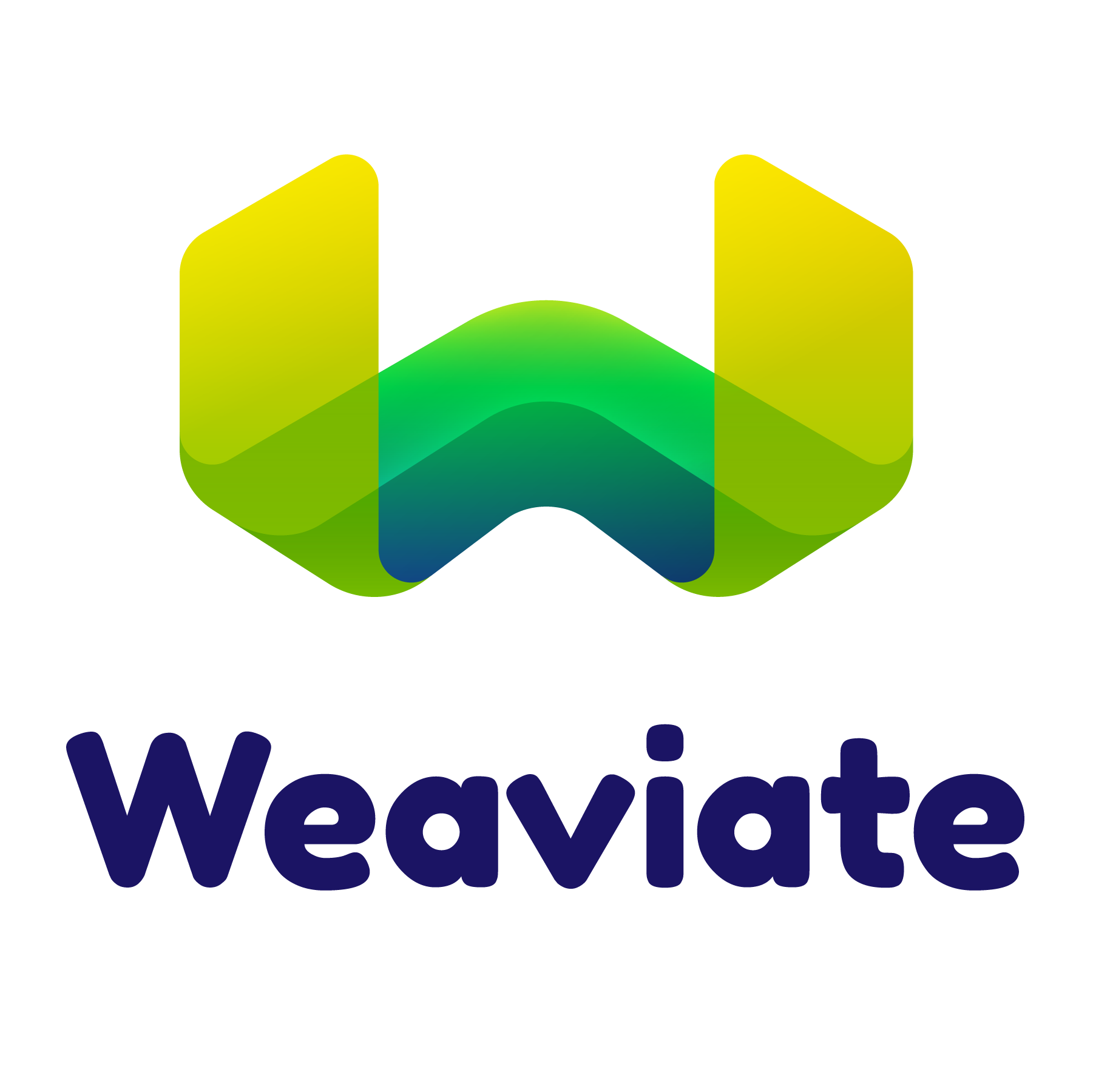 Weaviate logo with a stylized green and yellow gradient W above the company name in bold dark blue letters.