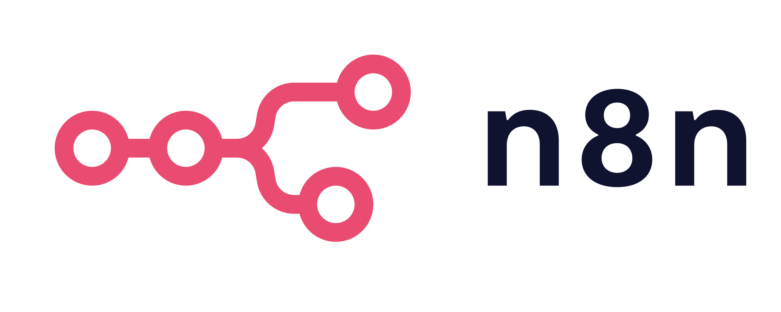 n8n logo with stylized pink network nodes connected by lines followed by black text reading 'n8n'.