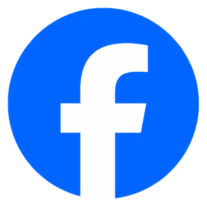 Facebook-Logo mit weißem 'f' auf blauem Kreis-Hintergrund.