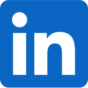 LinkedIn-Logo mit weißem in auf blauem Rechteck.
