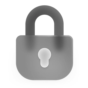 Gray padlock icon with a keyhole in the center, symbolizing security or privacy protection