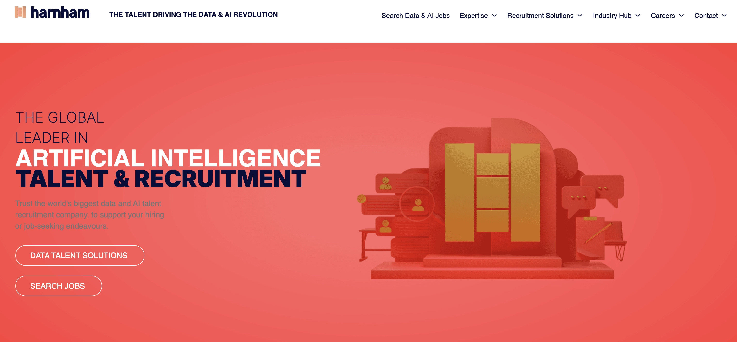 Harnham data and AI recruitment services website