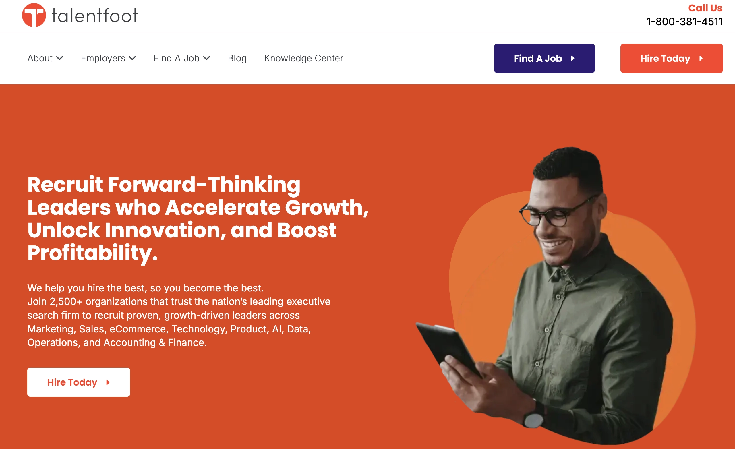 Talentfoot AI and data leadership recruitment services page