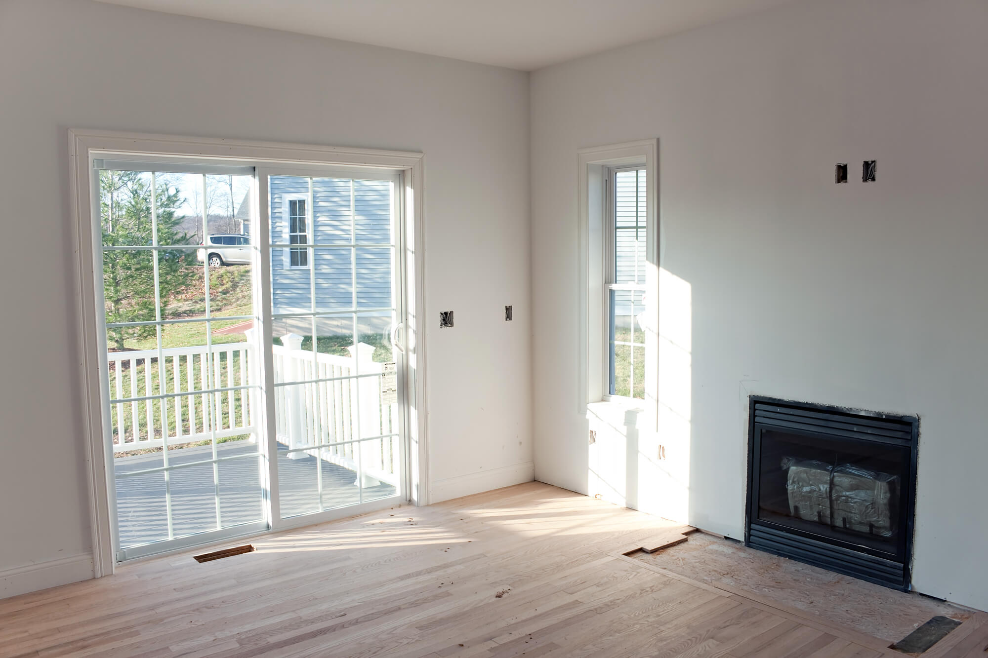 room with vinyl patio doors