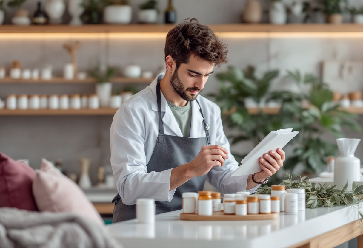 image of pharmacist preparing prescriptions